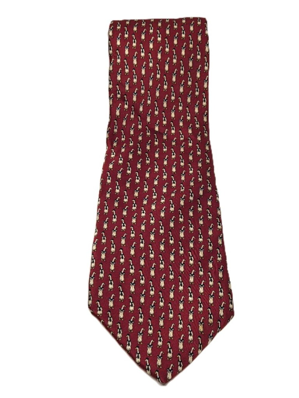 Museum Artifacts Goose 100% Silk Tie Red Necktie Handmade Geese